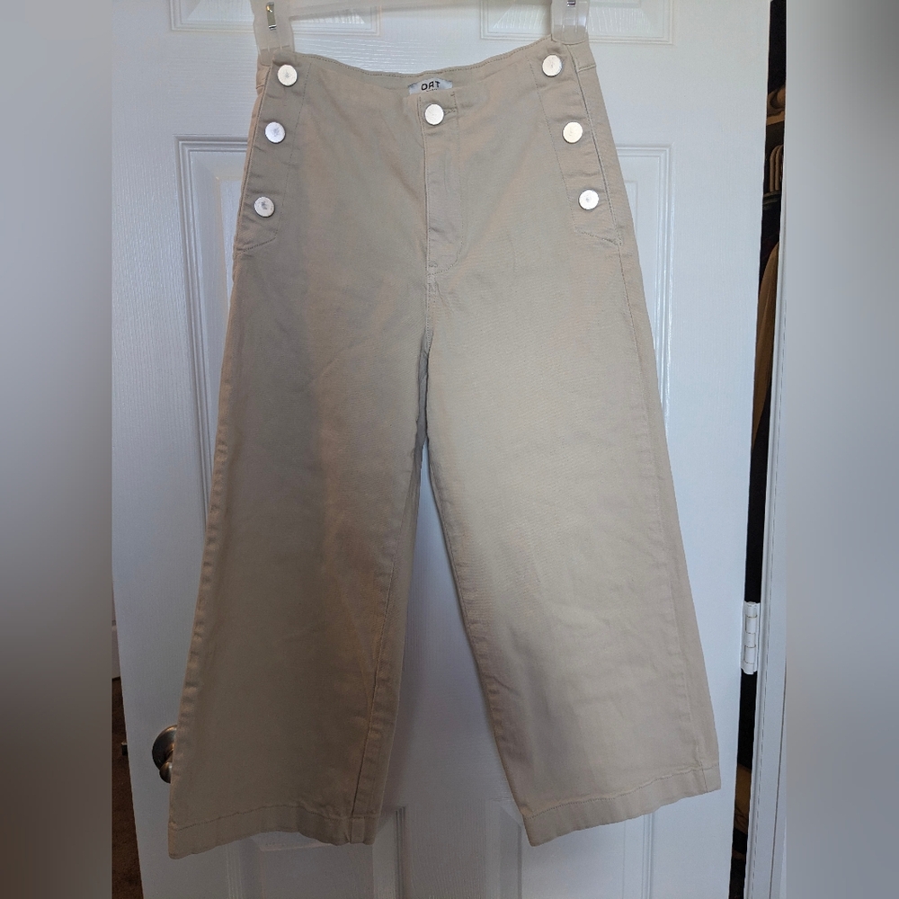 Oat New York Cropped Wide leg High Rise Jeans size 28 Sailor Style Button Detail